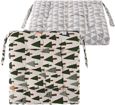 HOMESTIC by Kuber Industries Microfibre Abstract Chair Pad Pack of 2(Grey, Green)