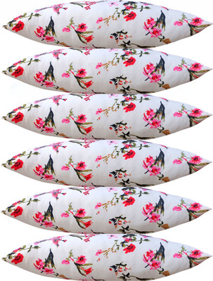 ACTOS Microfibre Floral Sleeping Pillow Pack of 6(White)