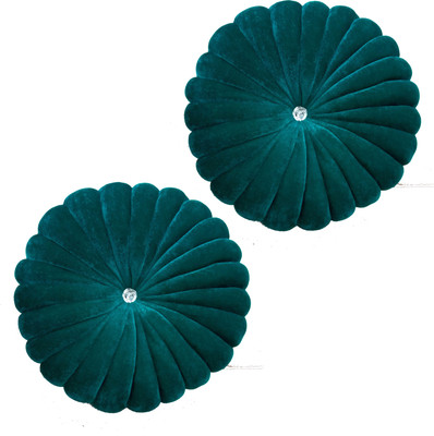 Shri Ganesh Handloom Polyester Fibre Solid Cushion Pack of 2(Green)
