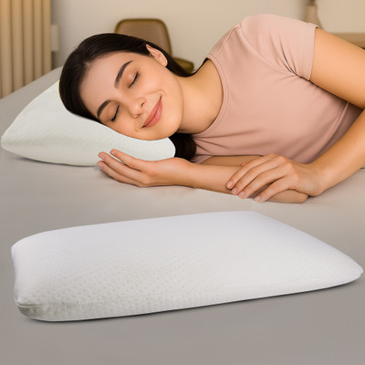 GADDA CO Orthopedic Neck & Shoulder Pain Relief Flat Pillow for Spondylitis Neck Relief Memory Foam Solid Sleeping Pillow Pack of 1(White)