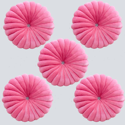 Shri Ganesh Handloom Microfibre Solid Cushion Pack of 5(Pink)