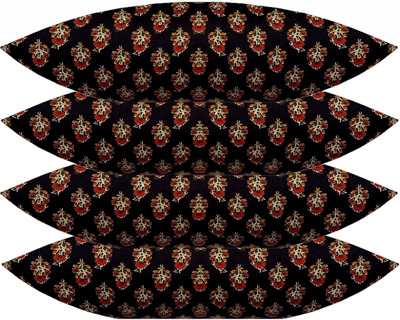 ACTOS Microfibre Floral Sleeping Pillow Pack of 4(Black)