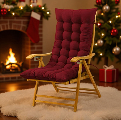 SOFT SNOOZE Microfibre Chair Pad Pack of 1 Solid Soft Ultra Luxury(Maroon)