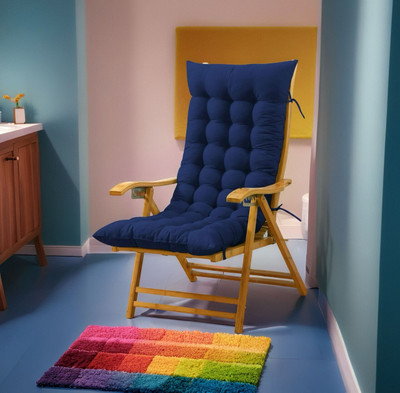 SOFT SNOOZE Microfibre Chair Pad Pack of 1 Solid Soft(Blue)