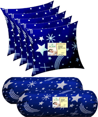 ACTOS Microfibre Geometric Bolster Pack of 7(BlueWhite3)