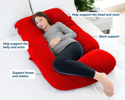 OZLY ultra soft j shaped pillow Microfibre, Polyester Fibre Solid Pregnancy Pillow Pack of 1(Red)