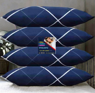 YPOLOIPO LUXURY Microfibre Abstract Sleeping Pillow Pack of 4(Blue)