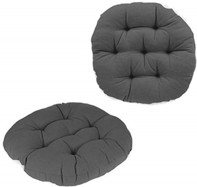 Hundur Store Microfibre Solid Chair Pad Pack of 2(Grey)