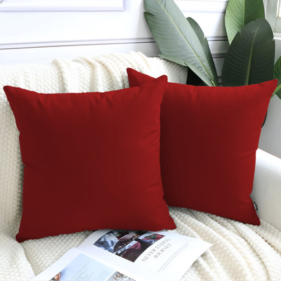 Daddy Cool Velvet Cushion With Cover Microfibre Solid Cushion Pack of 2(Maroon)