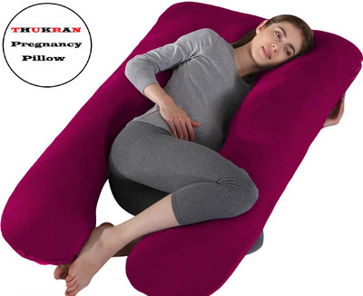 THUKRAN U Shape Microfibre Solid Body Pillow Pack of 1(WINE)