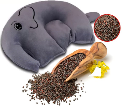 Synlark Cotton, Mustard Seeds Animals Baby Pillow Pack of 1(Grey)