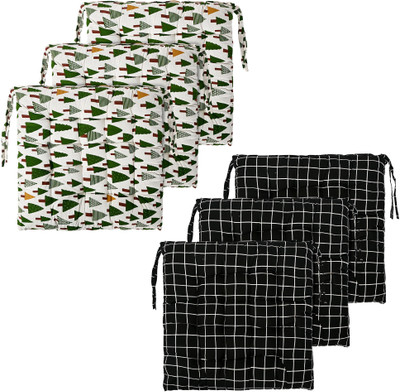 KUBER INDUSTRIES Microfibre Solid Chair Pad Pack of 6(Green, Black)