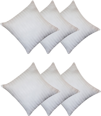 VLYSIUM PERFECT SLEEPER cushion 18x18 inch fillers for sofa pillow (45*45 cm) Polyester Fibre Stripes Cushion Pack of 6(White)