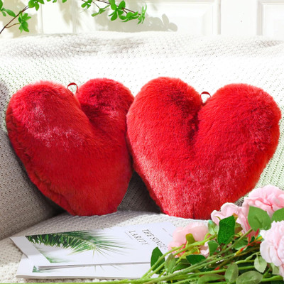 KUBER INDUSTRIES Microfibre Abstract Cushion Pack of 2(Red)