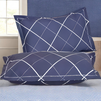 EIRINI LUXURY Polyester Fibre Solid Sleeping Pillow Pack of 2(Blue)