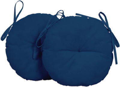 Vargottam Polyester Fibre Solid Chair Pad Pack of 2(Navy Blue)