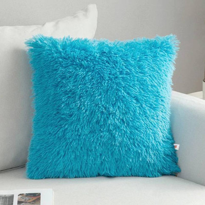 Cozyert Microfibre Solid Cushion Pack of 1(Blue)
