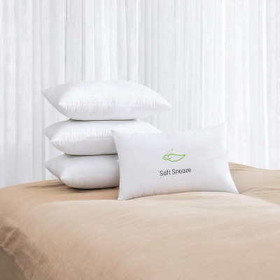 SOFT SNOOZE SOFT LUXURY Microfibre Solid Sleeping Pillow Pack of 4(White)
