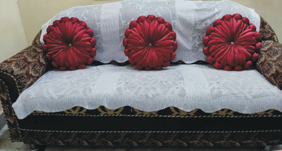 RACCOON Classic Look Microfibre Solid Cushion Pack of 3(Red)