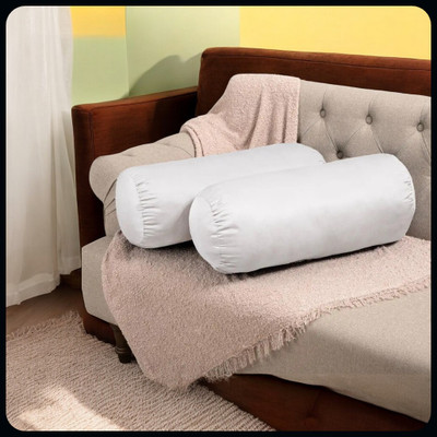 Urmila Creation Polyester Fibre Bolster Pack of 2 Solid(White)