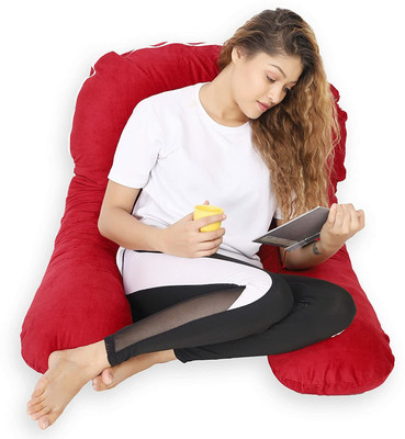 ANVANSA ultra soft u shape pillow Microfibre, Polyester Fibre Solid Pregnancy Pillow Pack of 1(Maroon)