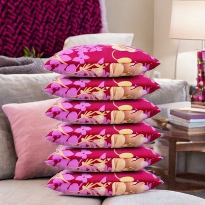 CATHROL Microfibre Abstract Sleeping Pillow Pack of 6(Pink)