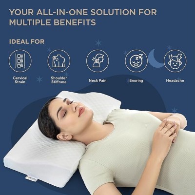 manshav Home Furnishing Memory Foam Solid Orthopaedic Pillow Pack of 2(White)