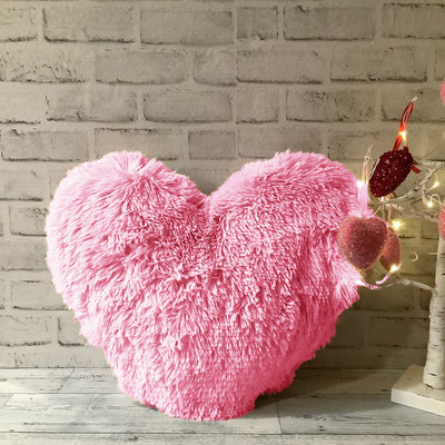 PICKKART Heart Shape Pillow-38 cm Microfibre Solid Cushion Pack of 1(Pink)