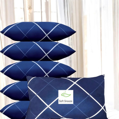 SOFT SNOOZE Soft Luxury Microfibre Abstract Sleeping Pillow Pack of 6(Blue)