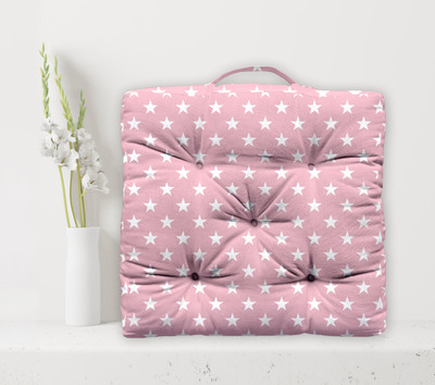 OASIS Cotton Abstract Floor Cushion Pack of 1(Pink)
