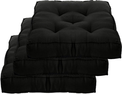 AlertEra Chairpad Microfibre Solid Chair Pad Pack of 3(Black)