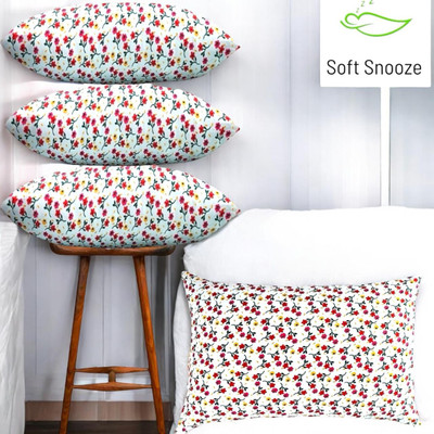 SOFT SNOOZE Microfibre Sleeping Pillow Pack of 4 Floral LUXURY(White)