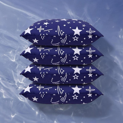 SOFT SNOOZE Luxury Microfibre Abstract Sleeping Pillow Pack of 4(Blue)