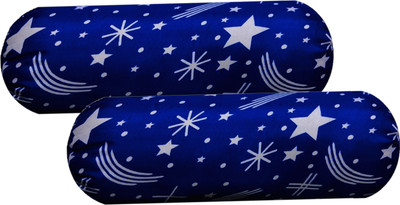 Swikon star Round Bolster Microfibre Abstract Sleeping Pillow Pack of 2(Dark Blue, Multicolor)