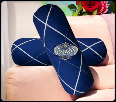 Urmila Creation Round Microfibre Geometric Bolster Pack of 2(Dark Blue)
