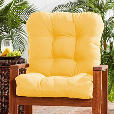 Hundur Store Microfibre Solid Chair Pad Pack of 2(Yellow)