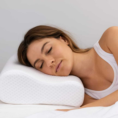 Snug Stuff Cervical Pillow Memory Foam Solid Orthopaedic Pillow Pack of 1(White)