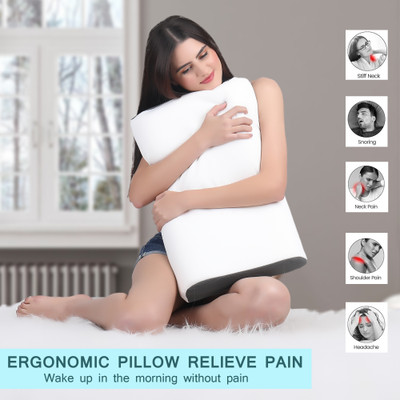 AVI Memory Foam Polka Orthopaedic Pillow Pack of 1(White)
