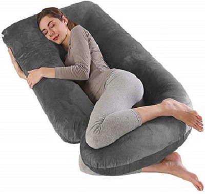 ANVANSA ultra soft j shaped pillow Polyester Fibre, Microfibre Solid Pregnancy Pillow Pack of 1(Grey)