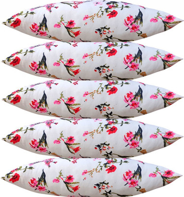 GKM Microfibre Floral Sleeping Pillow Pack of 5(White)
