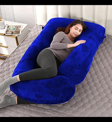 WILD MINT Ultra soft j shaped pillow Polyester Fibre Solid Pregnancy Pillow Pack of 1(Royal Blue)