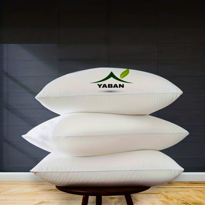 YABAN LUXURY Microfibre Abstract, Solid Sleeping Pillow Pack of 3(White)