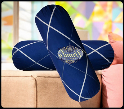 JAYOG ENTERPRISE Round Microfibre Geometric Bolster Pack of 2(Dark Blue)