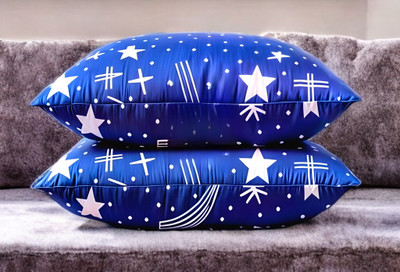 YPOLOIPO LUXURY Polyester Fibre Abstract Sleeping Pillow Pack of 2(Blue)