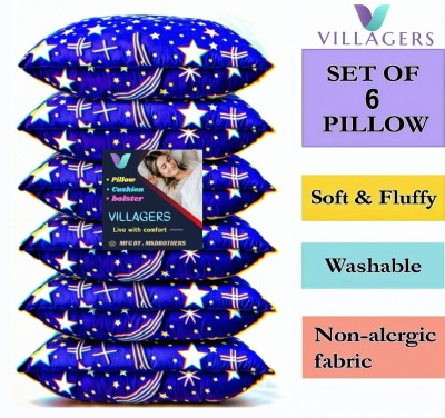 VILLAGERS LUXURY Microfibre Abstract Sleeping Pillow Pack of 6(Blue)