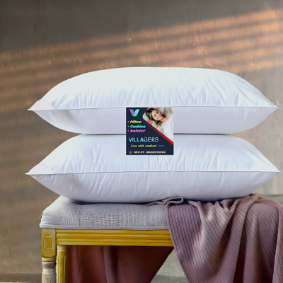 VILLAGERS Cotton Sleeping Pillow Pack of 2 Solid LUXURY(White)