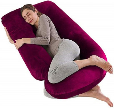 Victostar j shape Microfibre, Polyester Fibre Solid Pregnancy Pillow Pack of 1(wine)