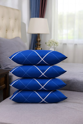 STOMIA STOMIA Polyester Fibre Abstract Sleeping Pillow Pack of 4(Blue)