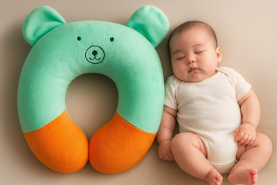 Omsurajiya Cotton Baby Pillow Pack of 1 Smiley Comfort(Green)