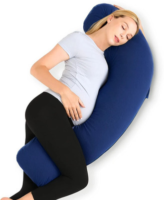 PUMPUM Maternity Pillow Microfibre Solid Pregnancy Pillow Pack of 1(Navy Blue)